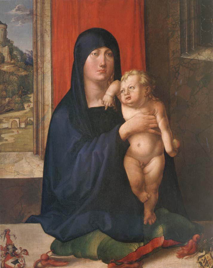 The Virgin and child at a window